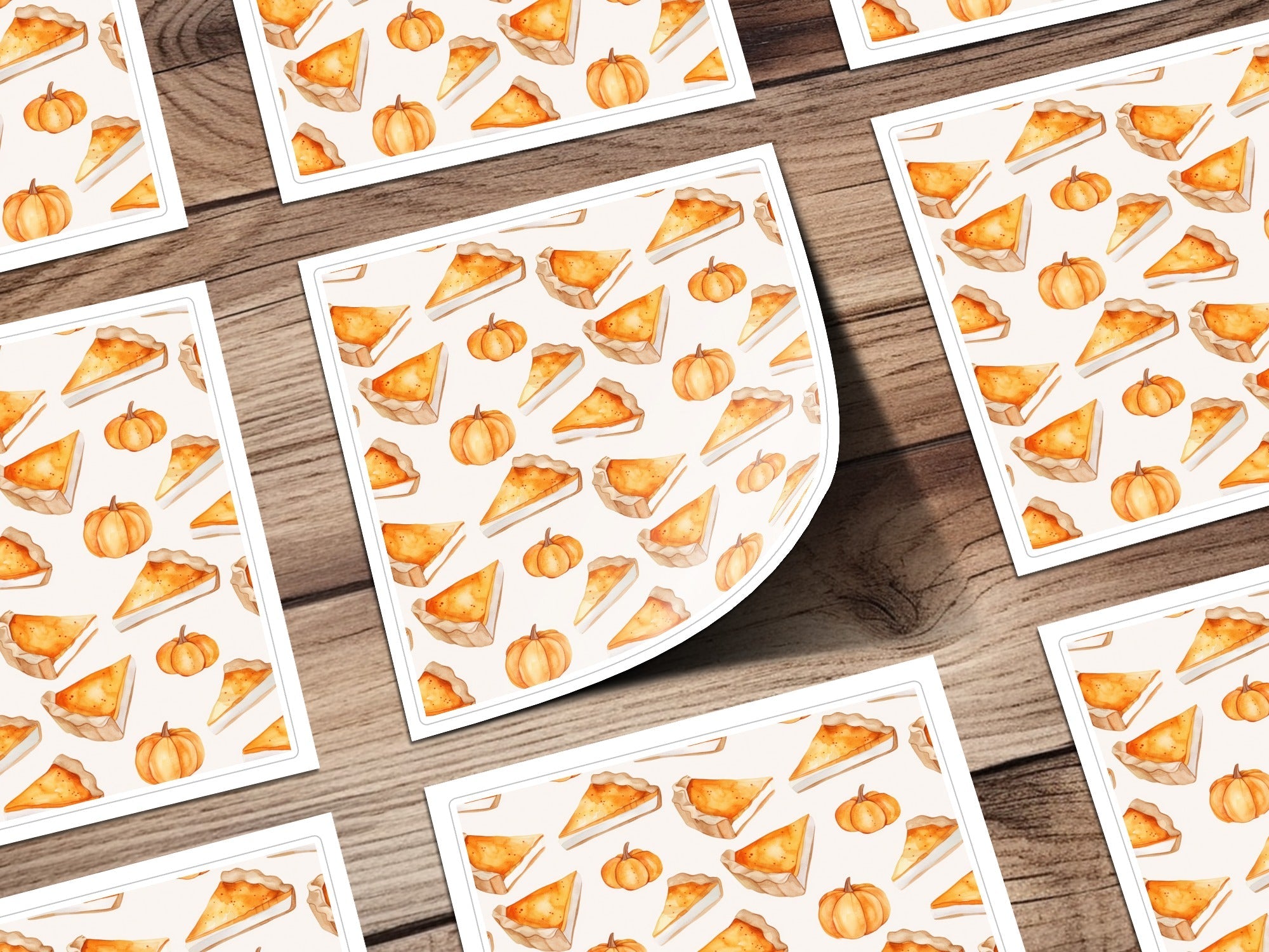 Pumpkin Pie Digital Seamless Pattern, Thanksgiving Harvest JPEG, Fall Autumn Watercolor Texture, Printable Scrapbook Paper - Moore and Mountain