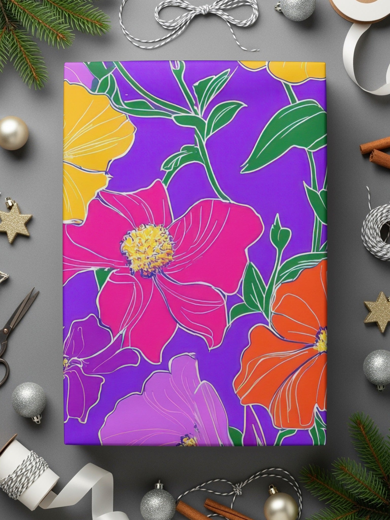 Purple Preppy 60s floral pattern, Groovy Floral Background, Seamless Retro Flowers Digital Products, Pattern Design - Moore and Mountain