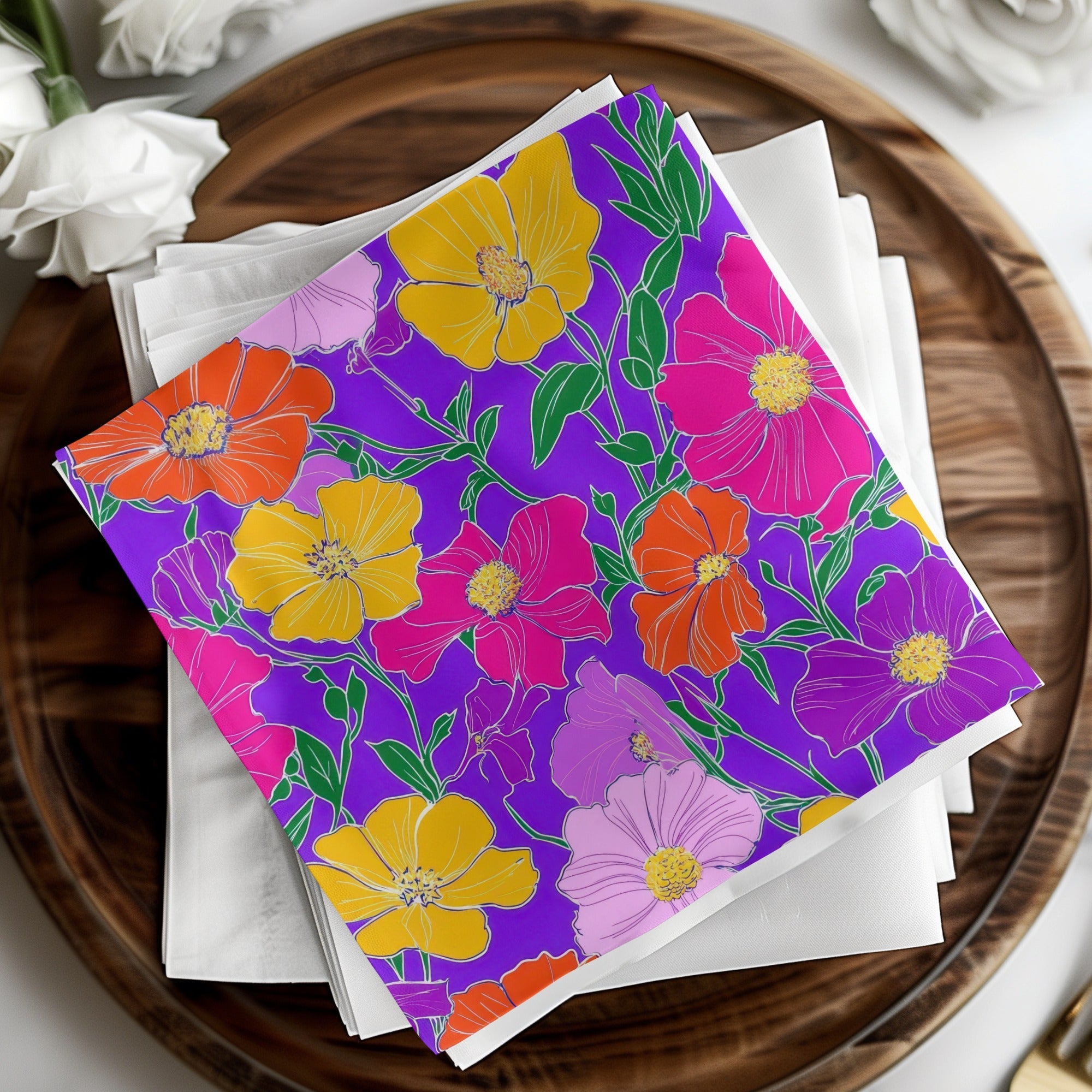 Purple Preppy 60s floral pattern, Groovy Floral Background, Seamless Retro Flowers Digital Products, Pattern Design - Moore and Mountain