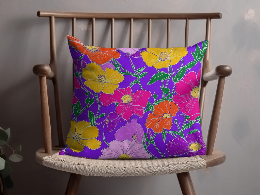 Purple Preppy 60s floral pattern, Groovy Floral Background, Seamless Retro Flowers Digital Products, Pattern Design - Moore and Mountain