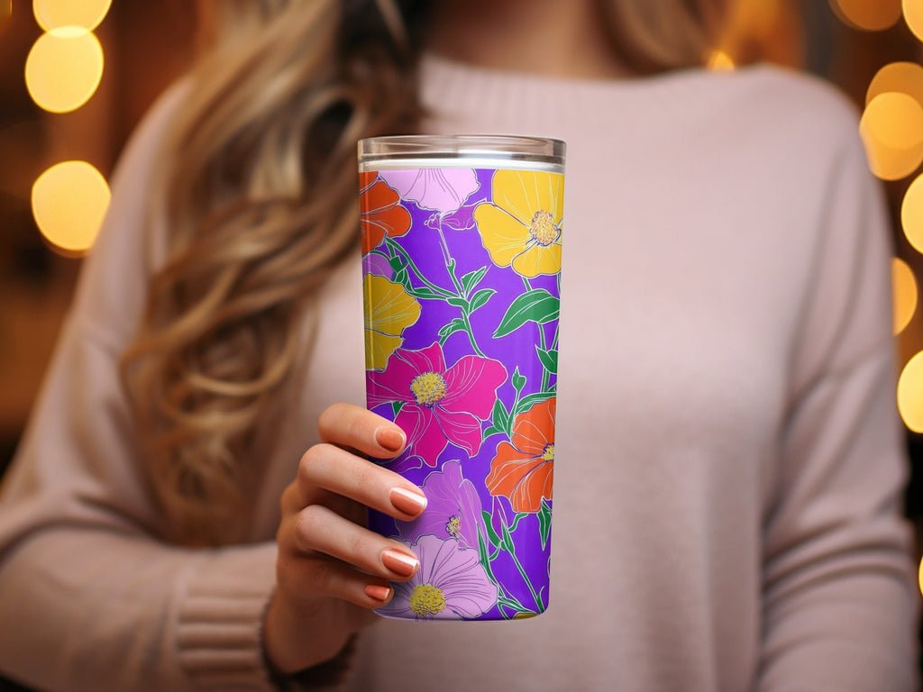 Purple Preppy 60s floral pattern, Groovy Floral Background, Seamless Retro Flowers Digital Products, Pattern Design - Moore and Mountain