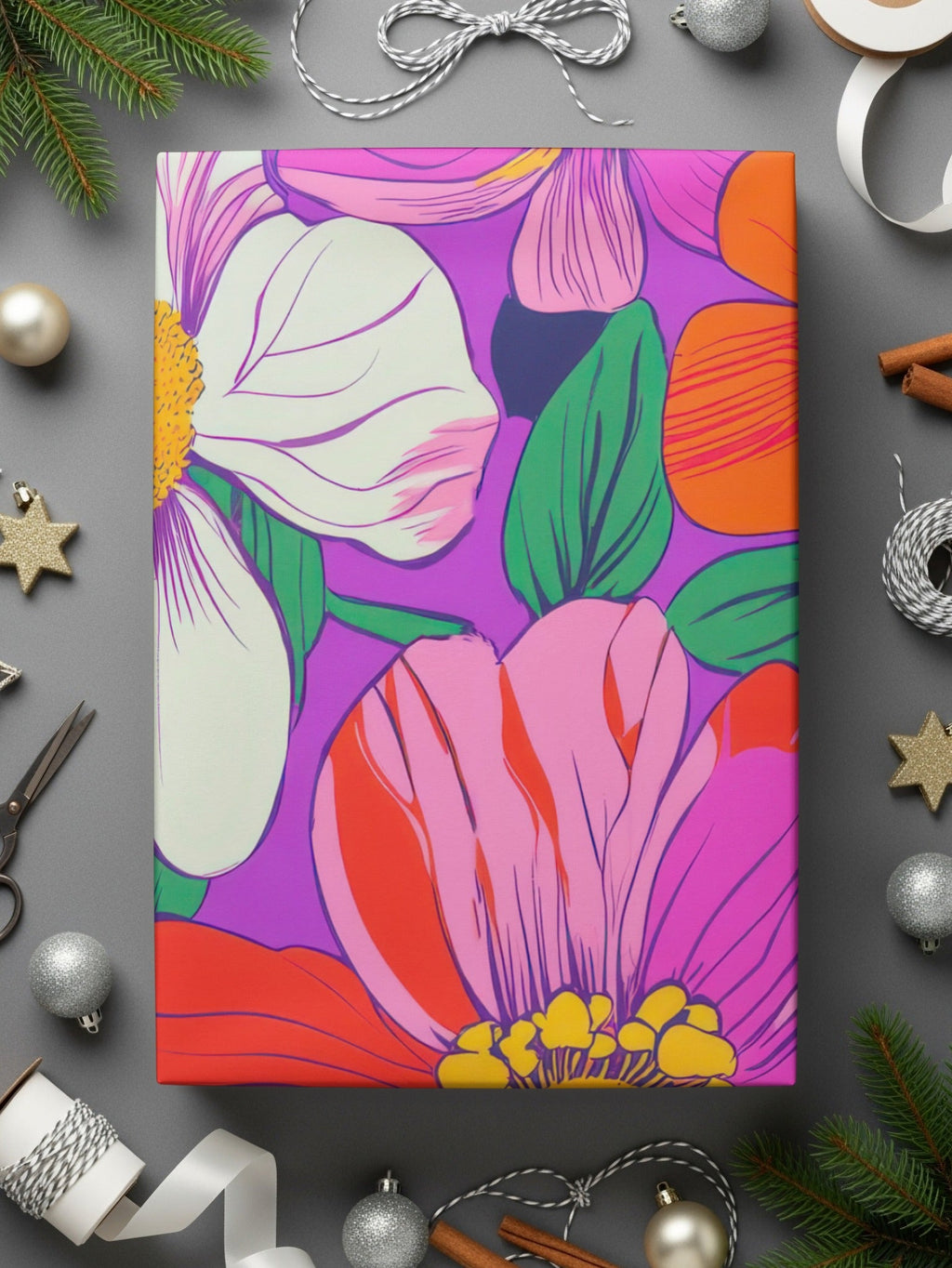 Purple Preppy Digital 60s floral pattern, Seamless Retro Flowers, Groovy Floral Background, Digital Download, Fabric Design, Pattern Print - Moore and Mountain