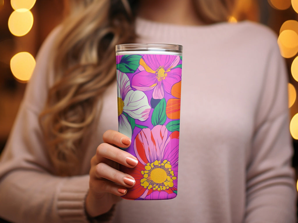 Purple Preppy Digital 60s floral pattern, Seamless Retro Flowers, Groovy Floral Background, Digital Download, Fabric Design, Pattern Print - Moore and Mountain