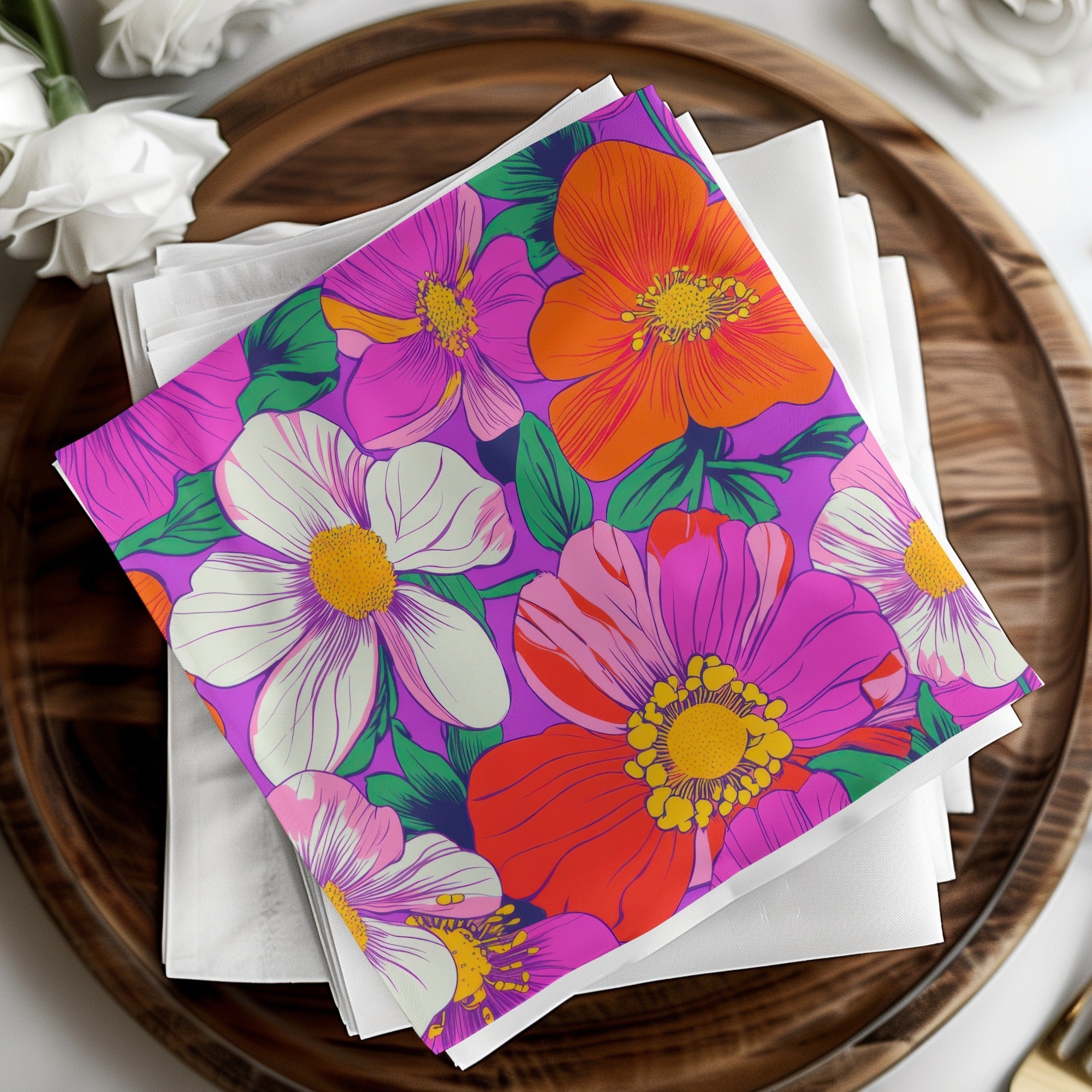 Purple Preppy Digital 60s floral pattern, Seamless Retro Flowers, Groovy Floral Background, Digital Download, Fabric Design, Pattern Print - Moore and Mountain