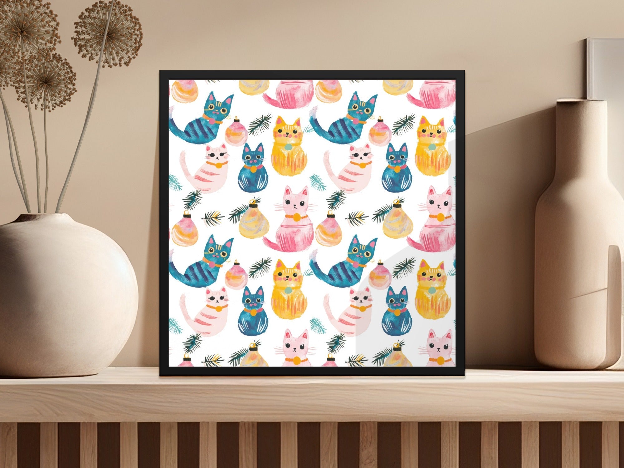 Quirky Seamless Cat Pattern Seamless Design Christmas Cats Digital - Moore and Mountain