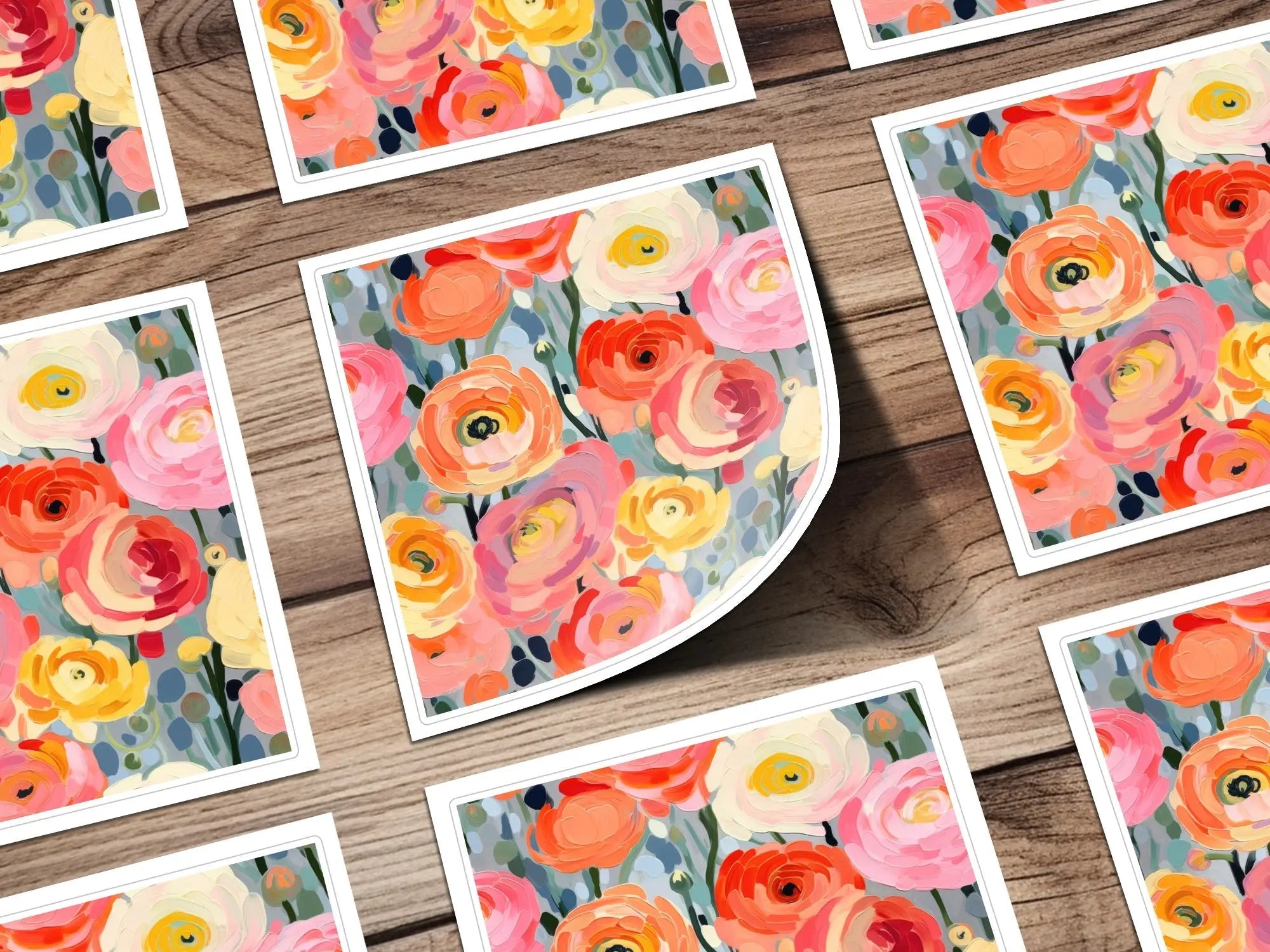 Ranunculus Digital Paper, Ditsy Floral Seamless Pattern, Spring Flowers, 12x12 JPEG Files, Scrapbook Paper, Printable, for Fabric and More - Moore and Mountain