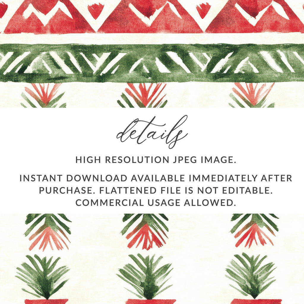 red and green seamless pattern christmas watercolor Digital - Moore and Mountain