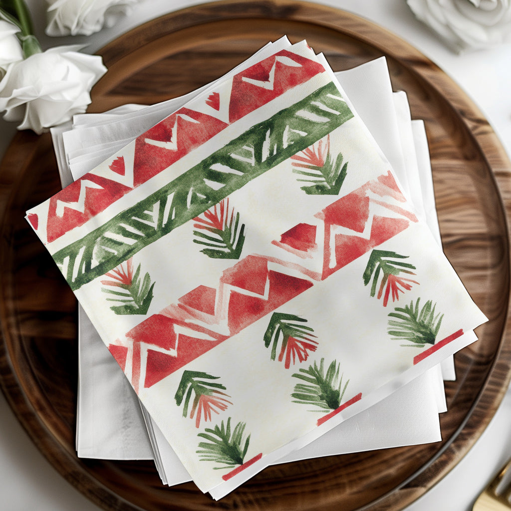 red and green seamless pattern christmas watercolor Digital - Moore and Mountain