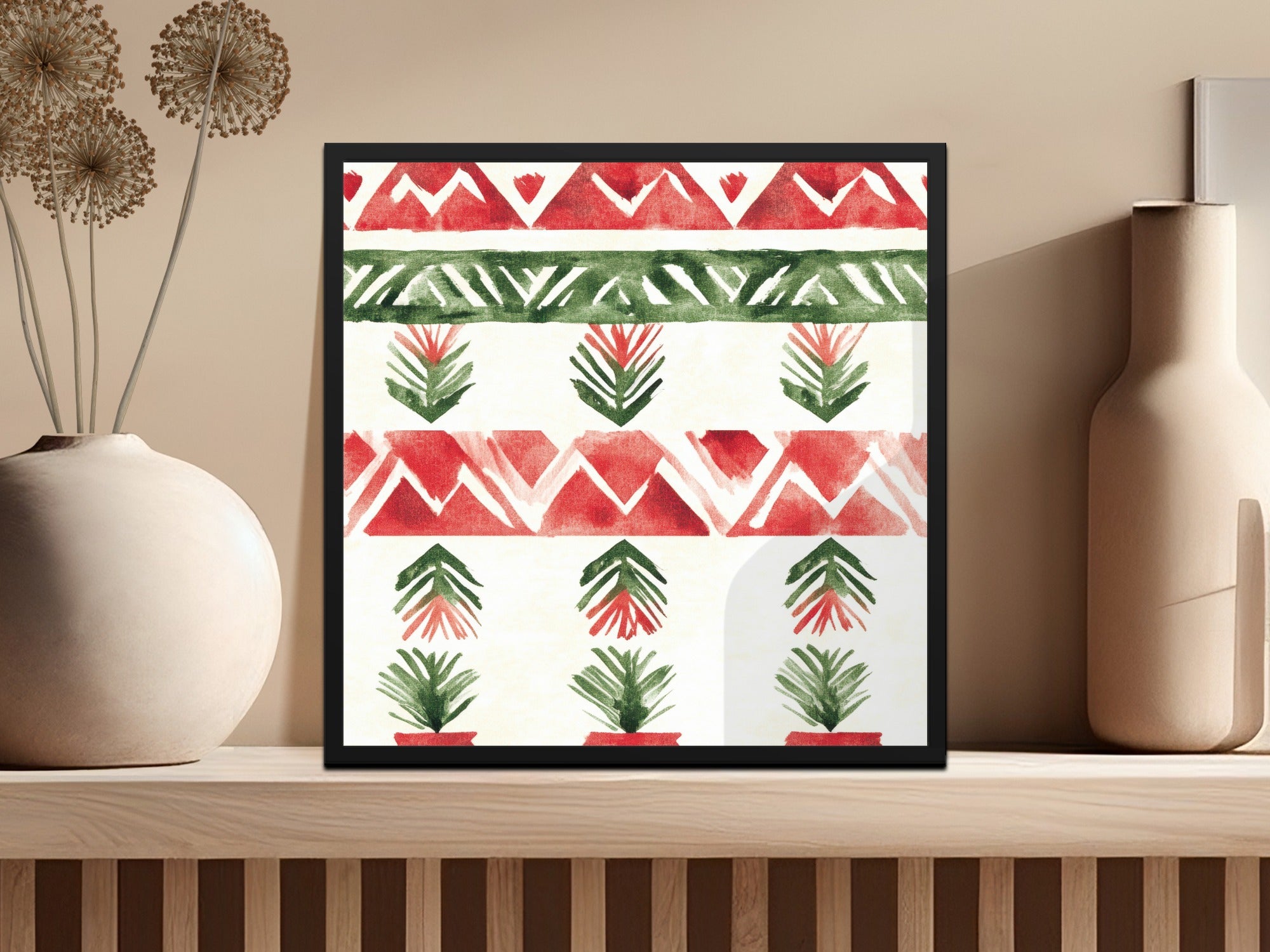 red and green seamless pattern christmas watercolor Digital - Moore and Mountain