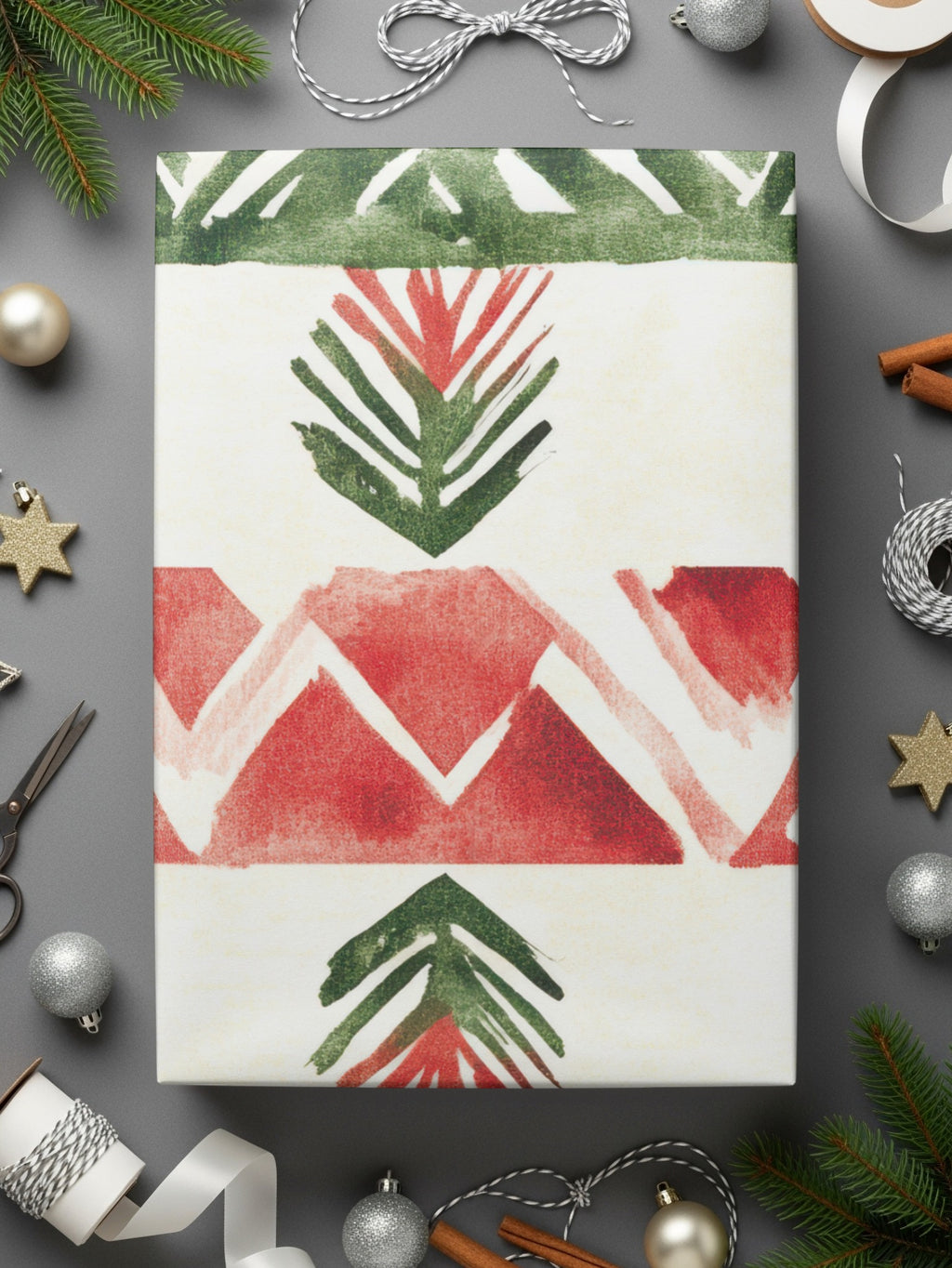 red and green seamless pattern christmas watercolor Digital - Moore and Mountain