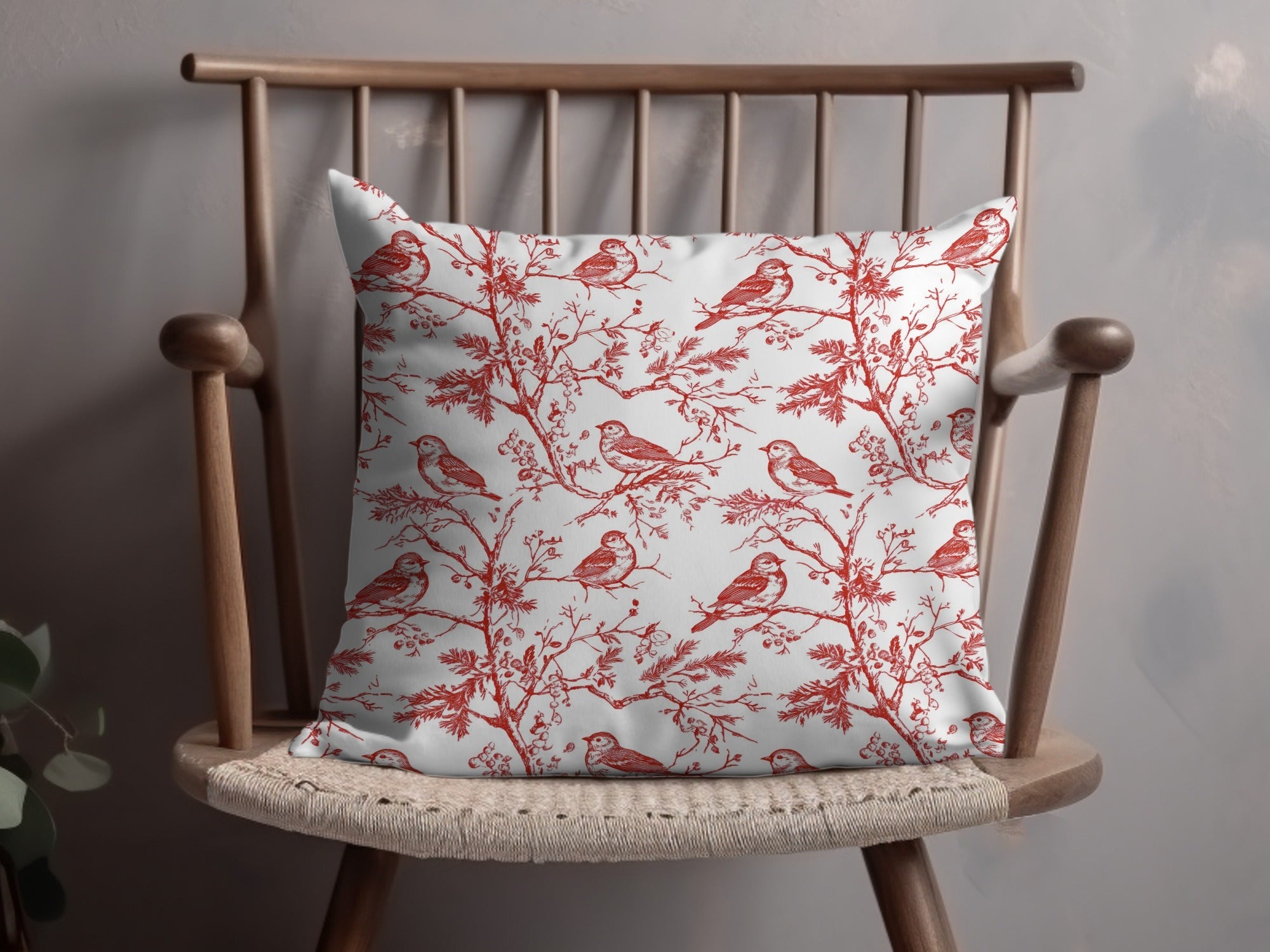 Red Bird Toile Digital Paper, Seamless Pattern, Printable Fabric Design, Rustic Bird Art, Scrapbook Paper, Digital Download - Moore and Mountain