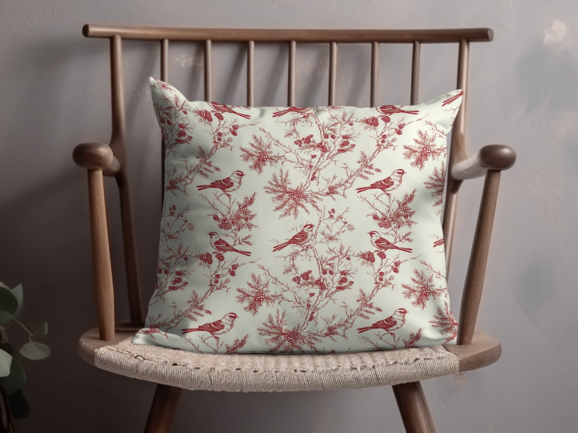 Red Bird Winter Chinoiserie Digital Paper, Winter Pattern, Birds on Branches, Christmas - Moore and Mountain