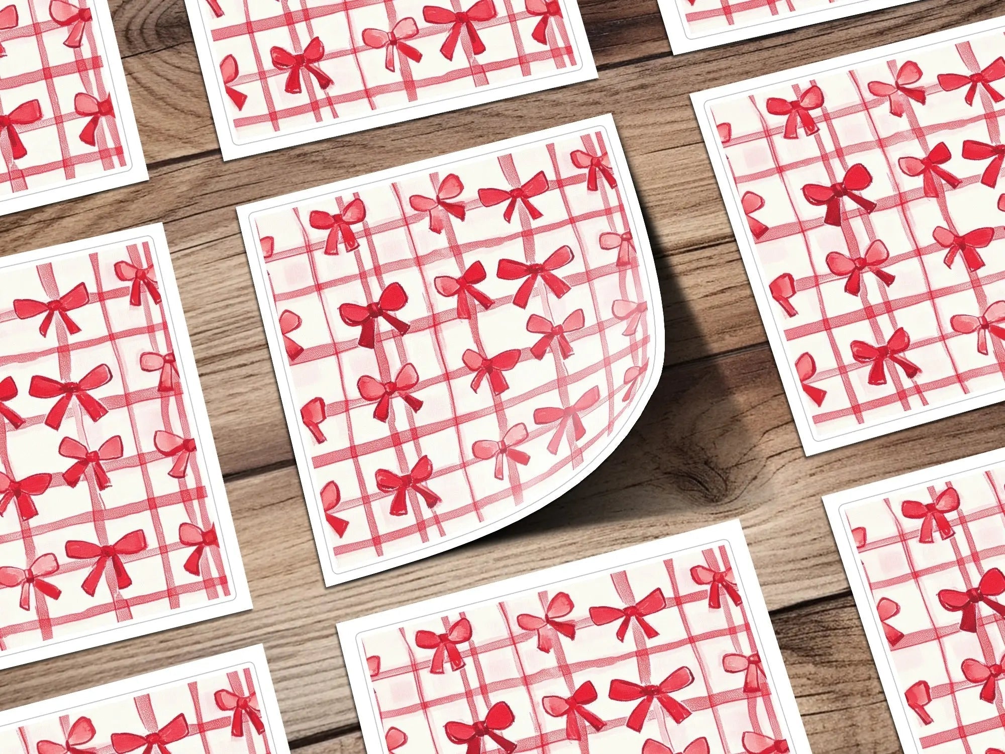 Red Bow Plaid Seamless Digital Paper, Festive Gift Wrap Pattern, Digital Download, Scrapbooking Paper, Christmas Design, Fabric Print - Moore and Mountain