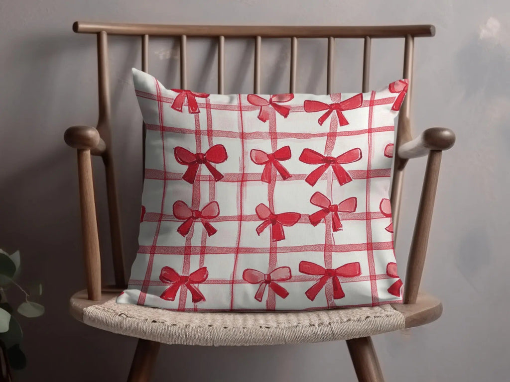 Red Bow Plaid Seamless Digital Paper, Festive Gift Wrap Pattern, Digital Download, Scrapbooking Paper, Christmas Design, Fabric Print - Moore and Mountain