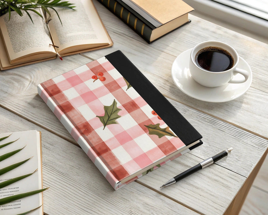 Red Buffalo Check Christmas Plaid With Holly Berries Seamless Pattern Checkered Xmas - Moore and Mountain