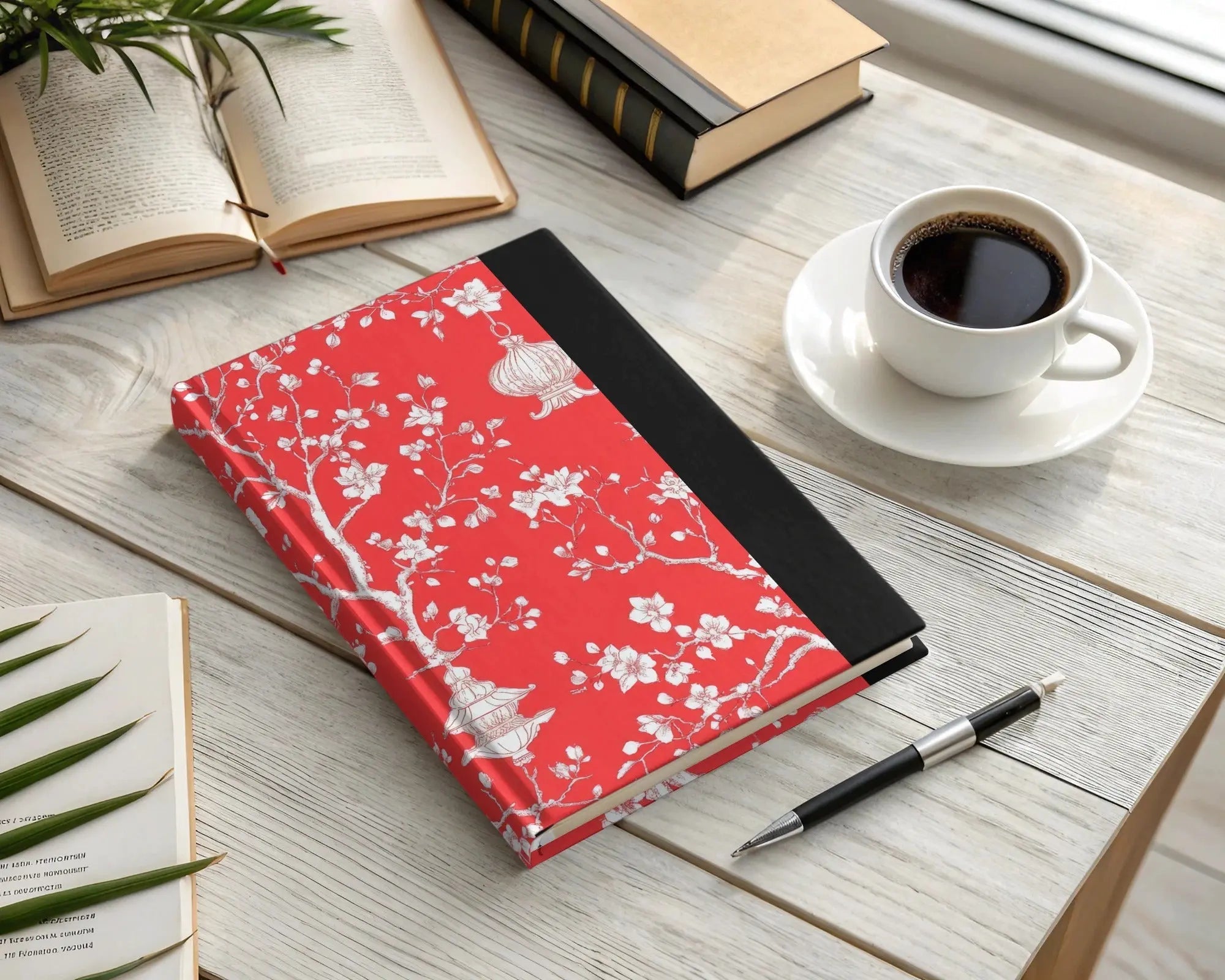 Red Chinoiserie Digital Paper, Floral Seamless Pattern, Bird Lantern Design, Scrapbooking Paper, Digital Download for Commercial Use - Moore and Mountain