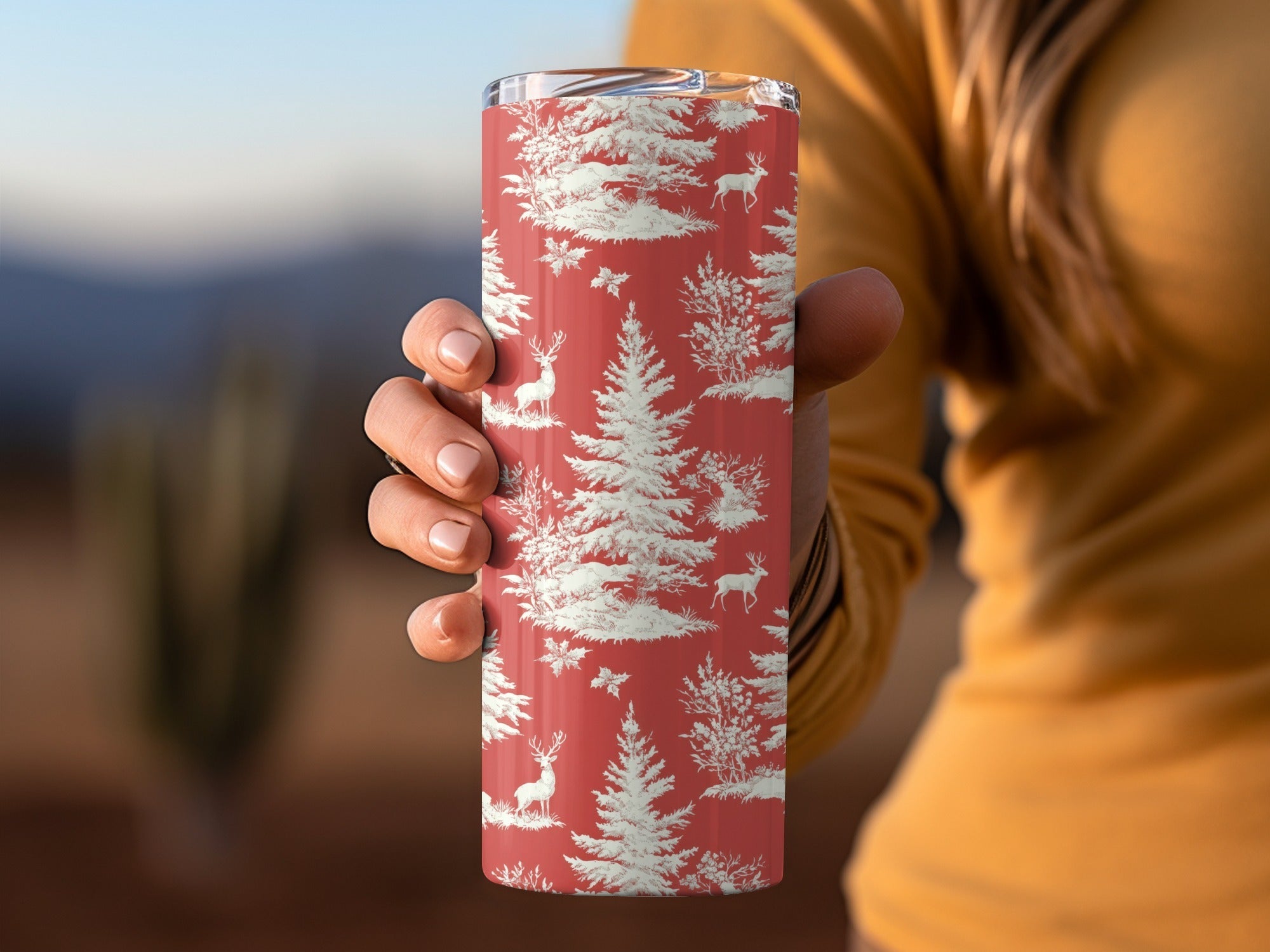 Red Christmas Toile Digital Pattern, Seamless Winter Deer Forest Print, Holiday Fabric Design, Festive Paper Download, Repeating Tile Image - Moore and Mountain