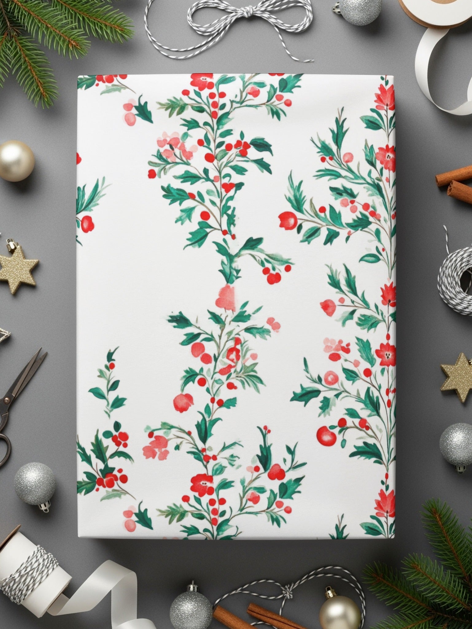 Red Floral Digital Paper, Seamless Botanical Pattern, Watercolor Flowers Background, Scrapbooking Paper, Fabric Design, Digital Download - Moore and Mountain