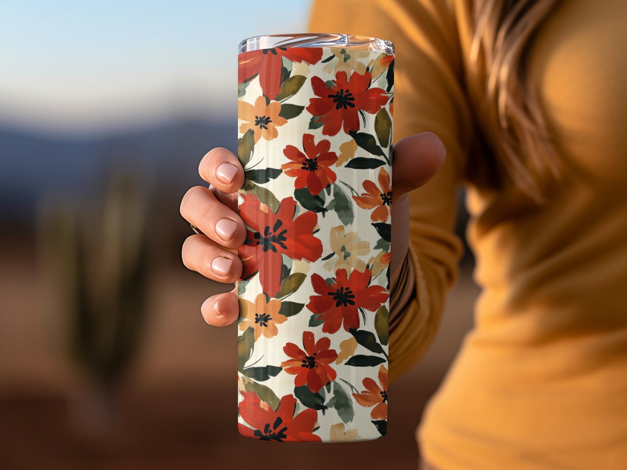 Red Floral Digital Paper, Watercolor Flower Pattern, Seamless Autumn Bloom Design, Fabric Design, Digital Download (120) - Moore and Mountain