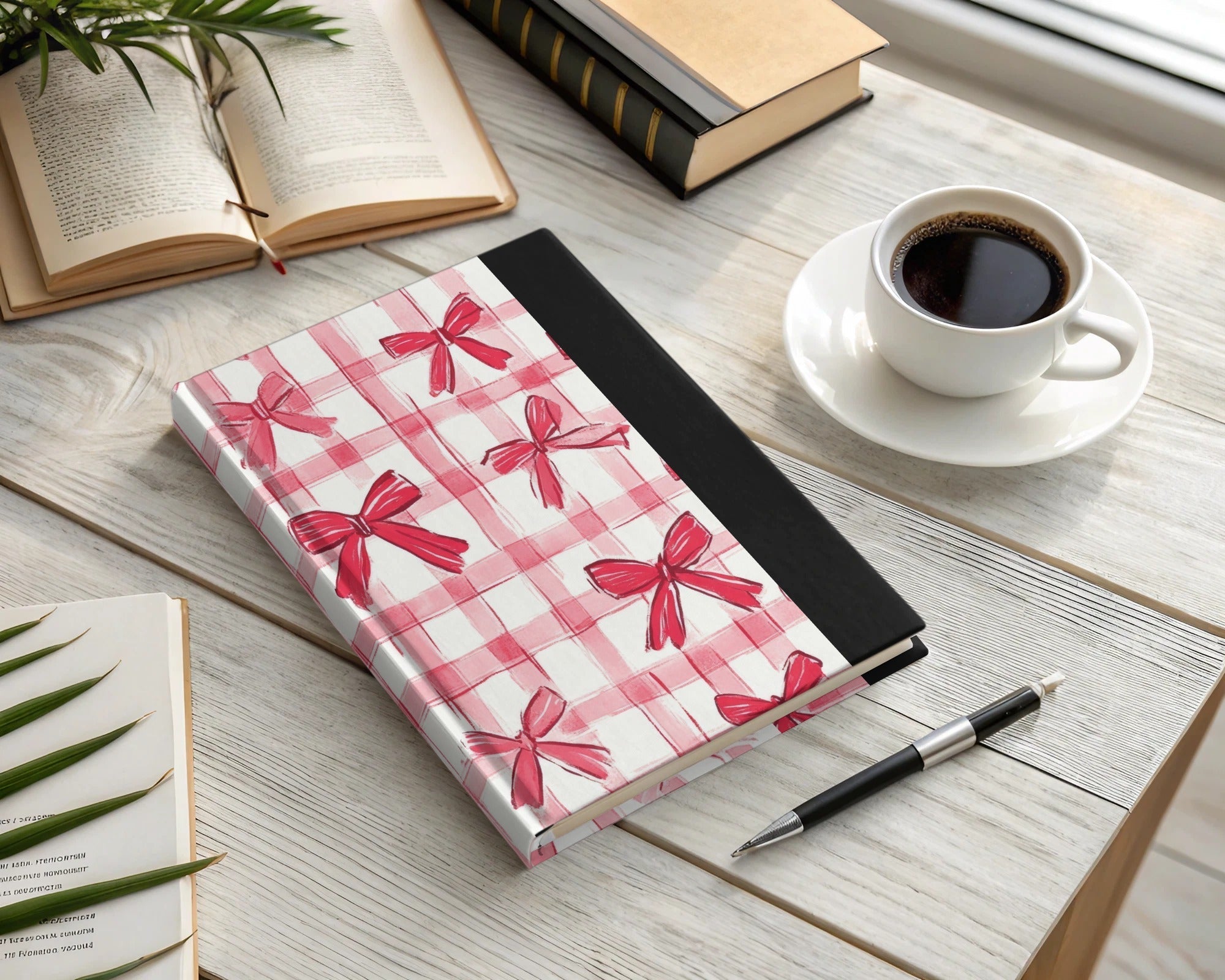 Red Gingham Bows, Digital Paper, Seamless Pattern, Plaid Texture, Fabric Design, Scrapbooking Paper, Commercial Use, Two Scales - Moore and Mountain