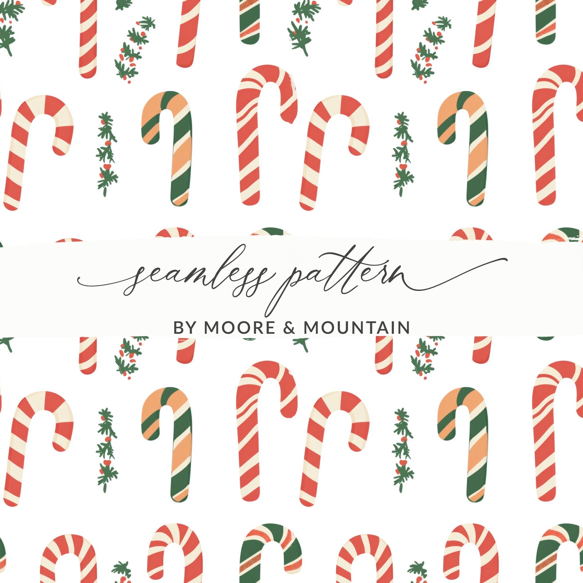 Red Green Candy Cane Digital Paper, Christmas Seamless Pattern, Holiday Scrapbook Paper, Festive Winter Background, Digital Download - Moore and Mountain
