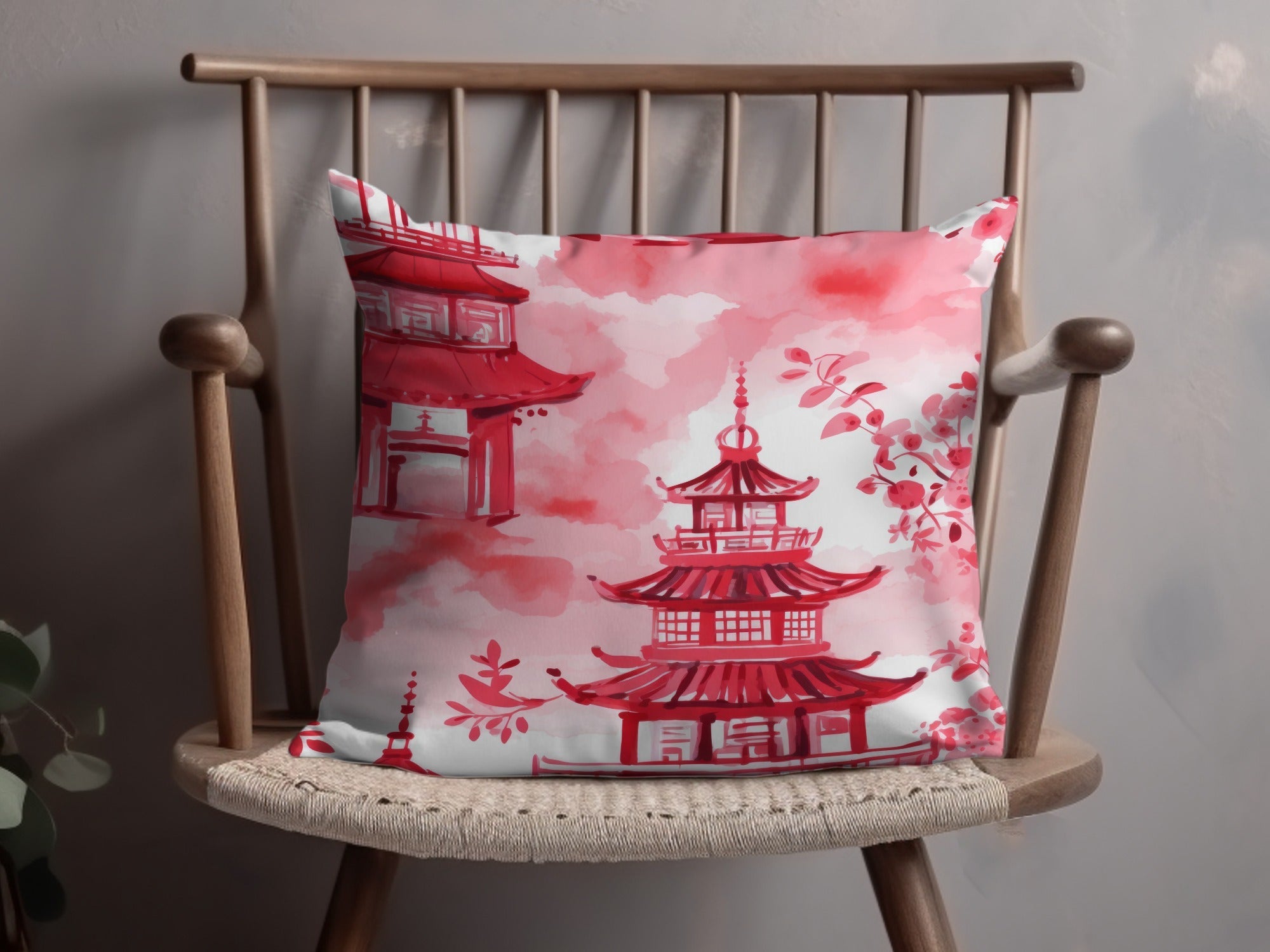 Red Pagoda Digital Paper, Japanese Seamless Pattern, Oriental Design, Scrapbook Paper, Asian Fabric, Chinoiserie Printable Paper, Digital - Moore and Mountain