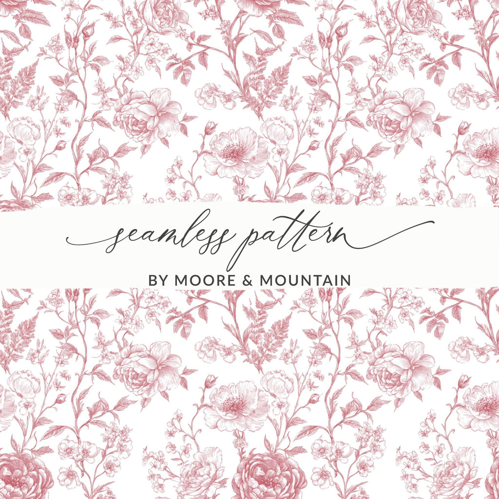 Red Rose Chinoiserie Seamless Background Pattern - Moore and Mountain