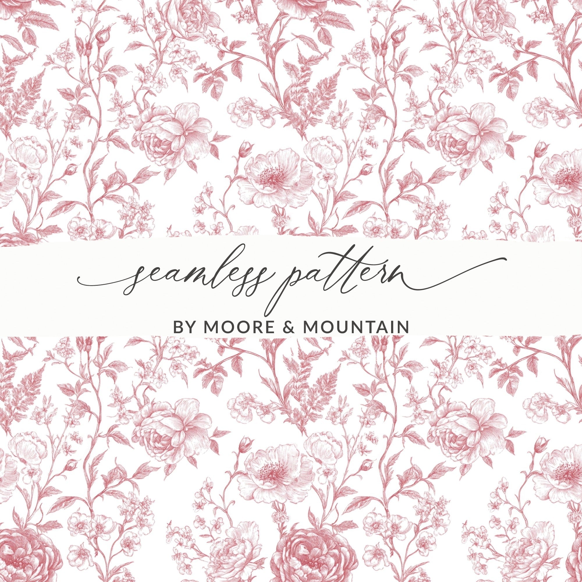 Red Rose Chinoiserie Seamless Background Pattern - Moore and Mountain
