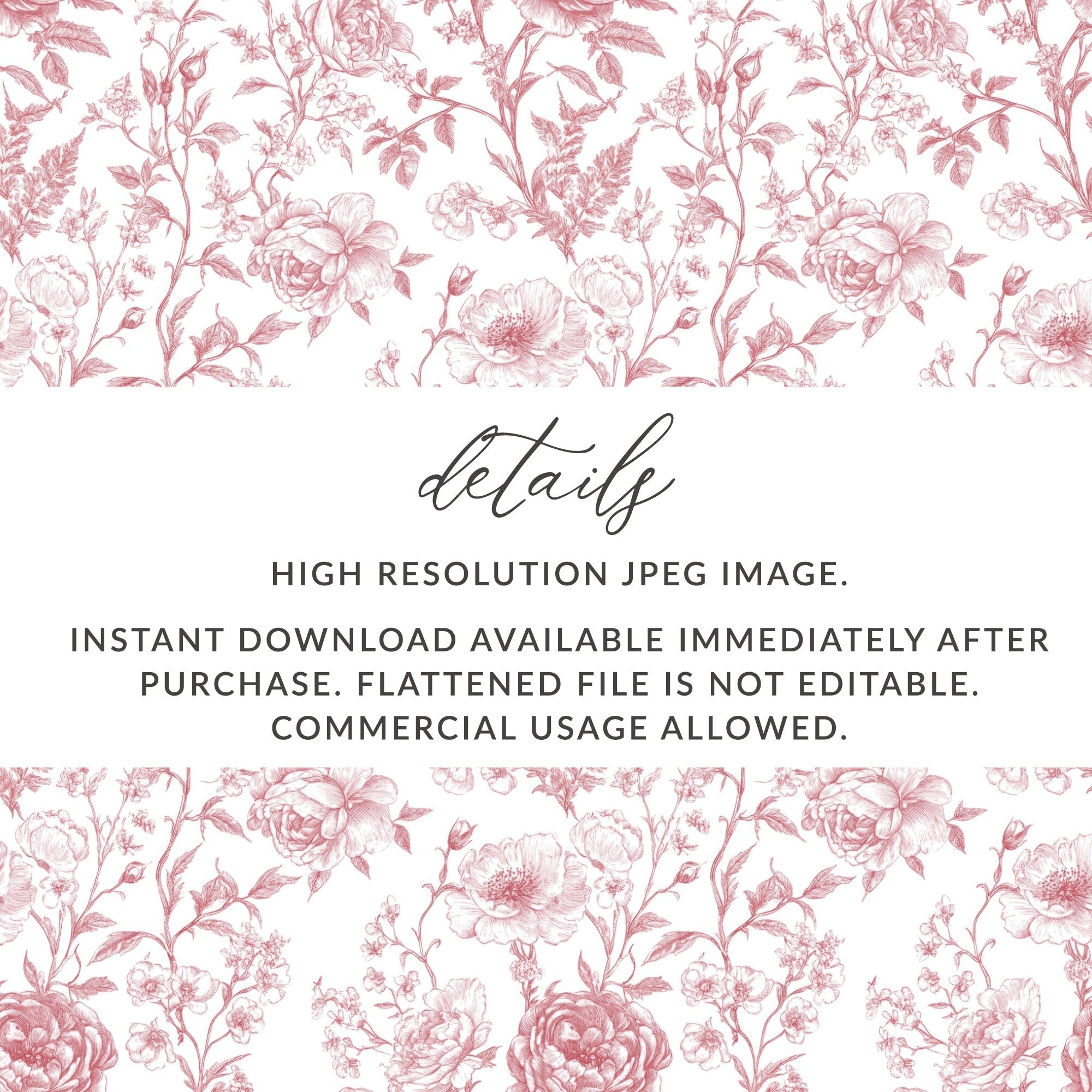 Red Rose Chinoiserie Seamless Background Pattern - Moore and Mountain