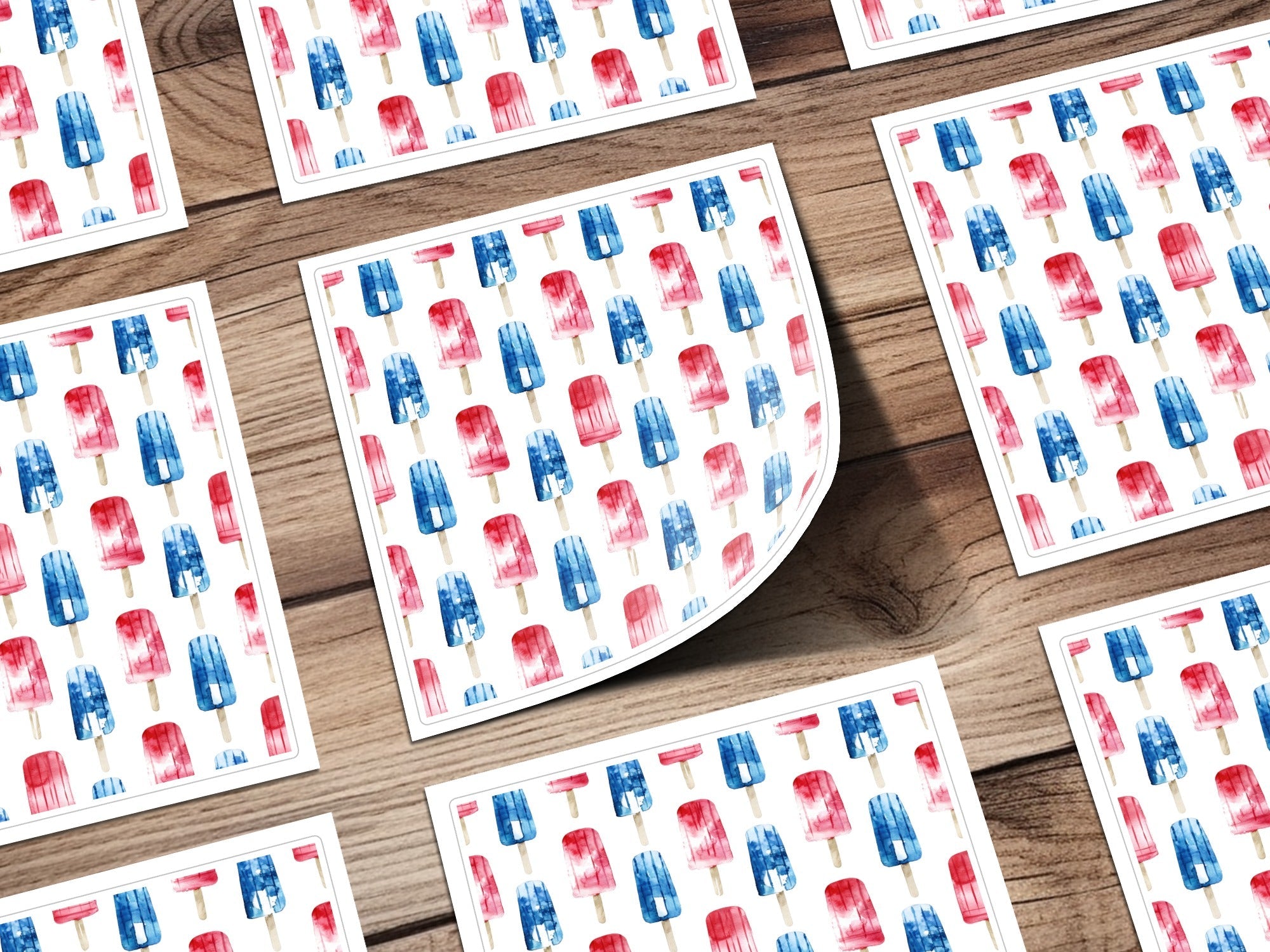 Red White Blue Digital Paper, Watercolor Popsicle Pattern, Summer Seamless Pattern, 4th of July Digital Paper, Patriotic Design - Moore and Mountain