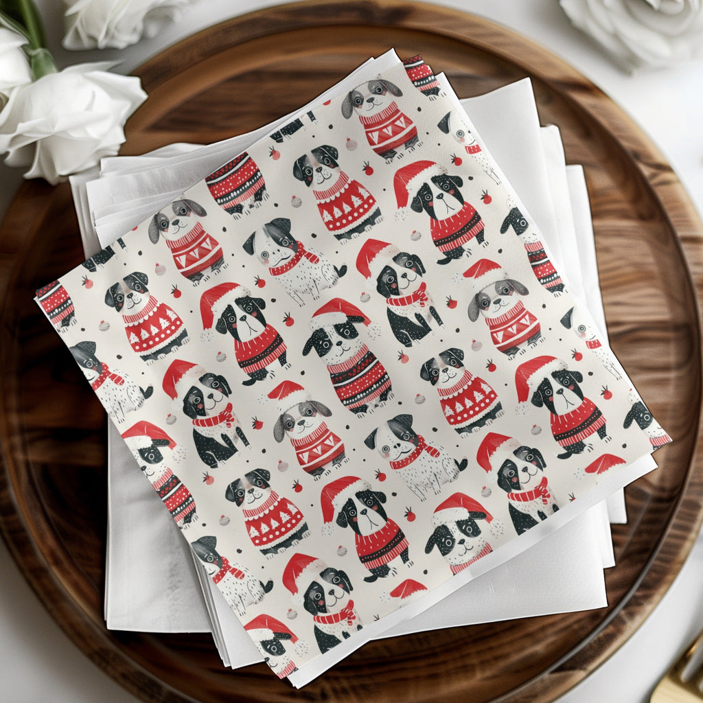 Red Winter Dogs in Santa Hats Pattern Repeat Digital - Moore and Mountain
