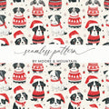 Red Winter Dogs in Santa Hats Pattern Repeat Digital - Moore and Mountain