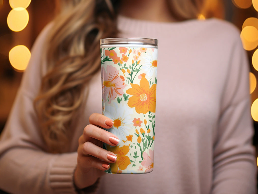 Retro Orange and Pink Bold Blooms Floral Background for POD Commercial Use - Moore and Mountain