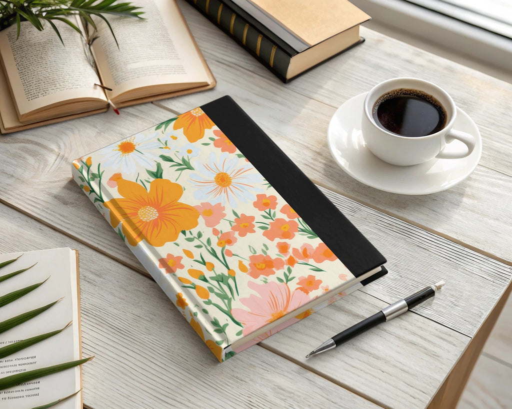 Retro Orange and Pink Bold Blooms Floral Background for POD Commercial Use - Moore and Mountain