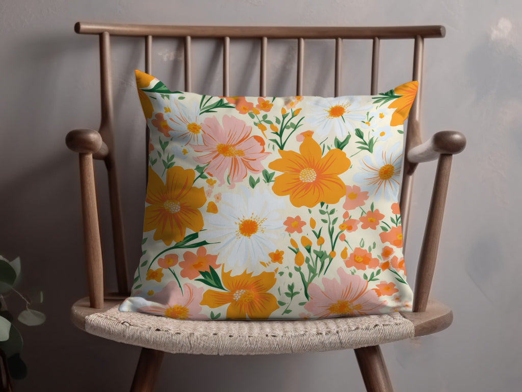 Retro Orange and Pink Bold Blooms Floral Background for POD Commercial Use - Moore and Mountain