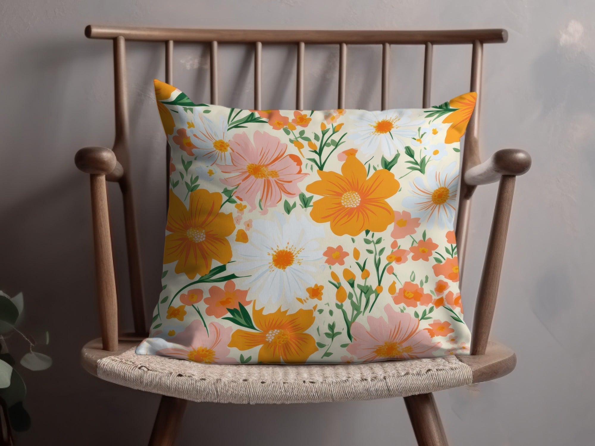 Retro Orange and Pink Bold Blooms Floral Background for POD Commercial Use - Moore and Mountain