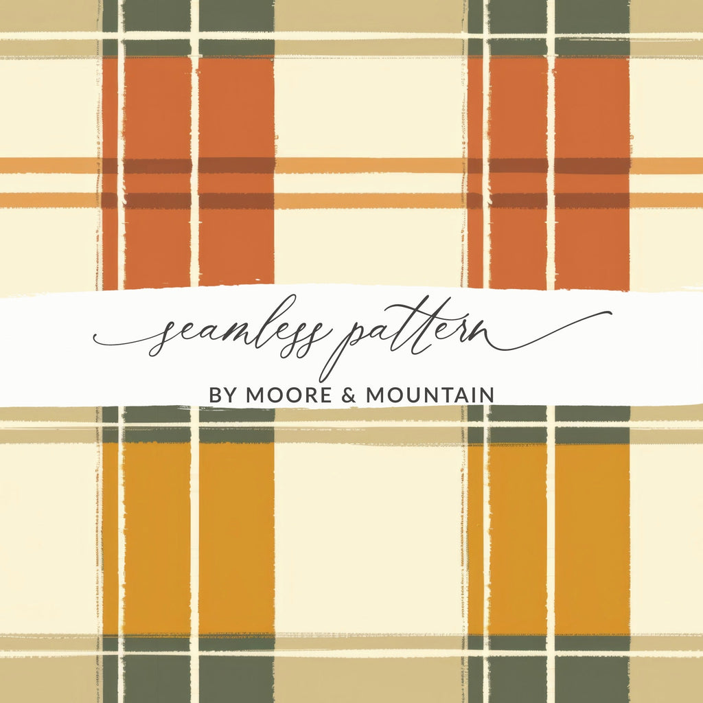 Retro Plaid Digital Paper, Autumn Check Seamless Pattern, 12x12 JPEG Files, Fall Colors Fabric Design, Scrapbooking Paper, Digital Download - Moore and Mountain