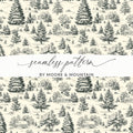 Rustic Winter Forest Toile Pattern Drawing Digital - Moore and Mountain