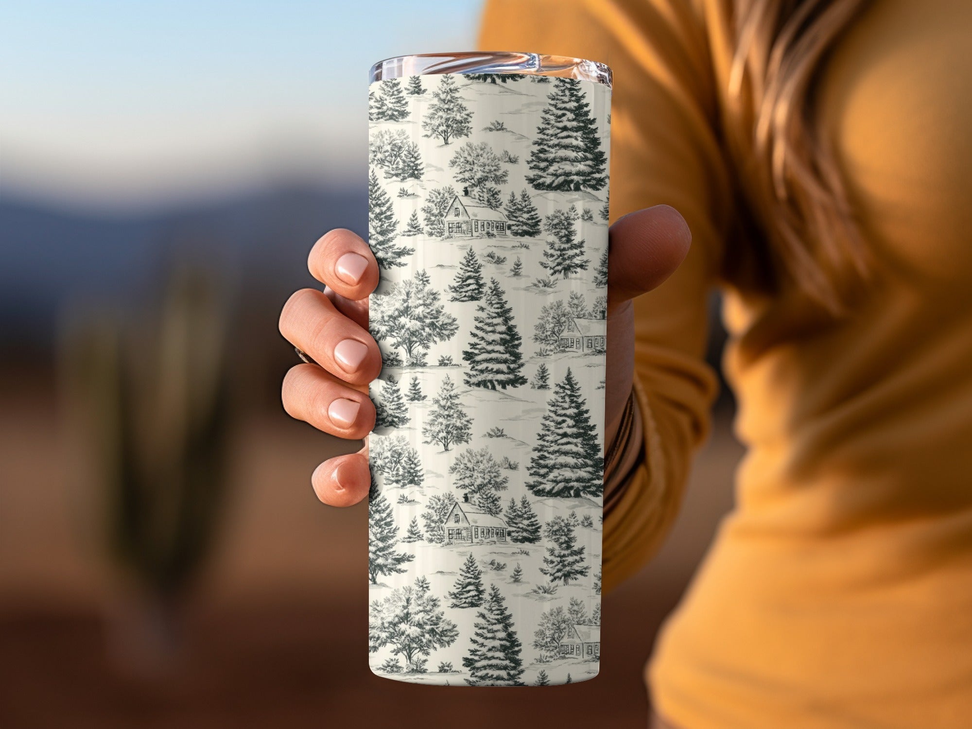Rustic Winter Forest Toile Pattern Drawing Digital - Moore and Mountain