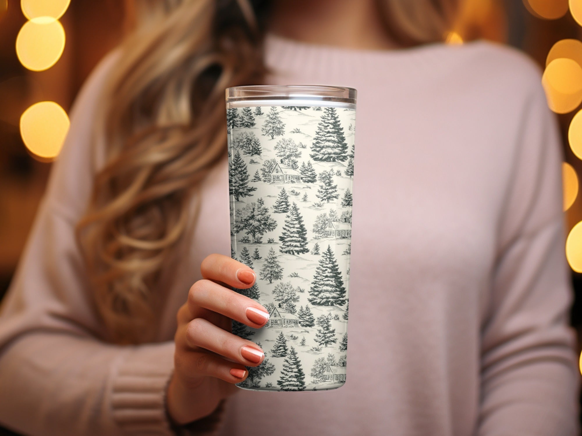 Rustic Winter Forest Toile Pattern Drawing Digital - Moore and Mountain