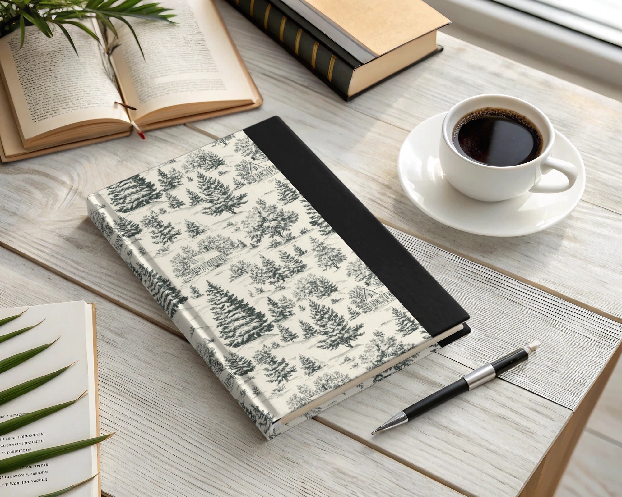 Rustic Winter Forest Toile Pattern Drawing Digital - Moore and Mountain