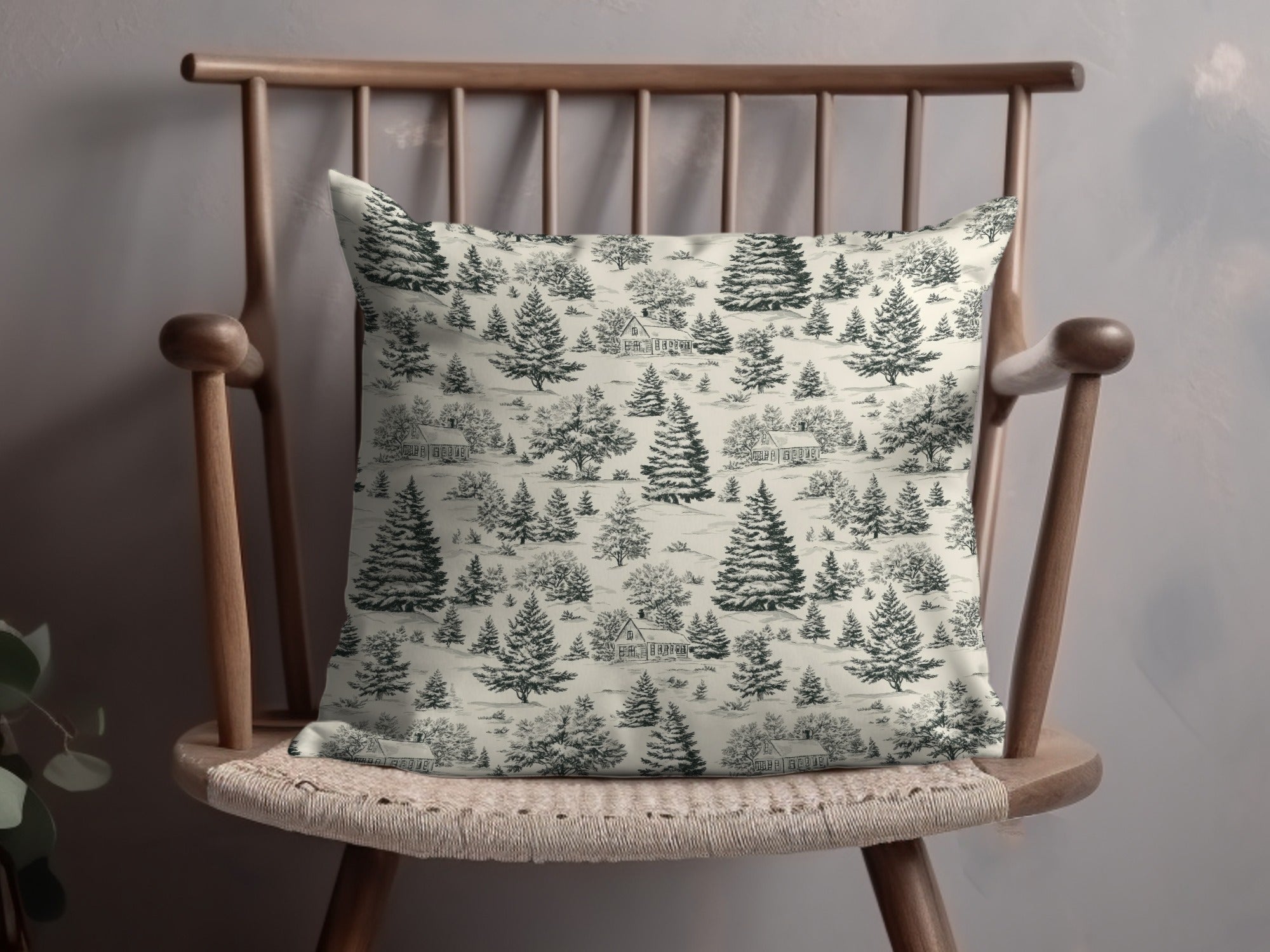 Rustic Winter Forest Toile Pattern Drawing Digital - Moore and Mountain