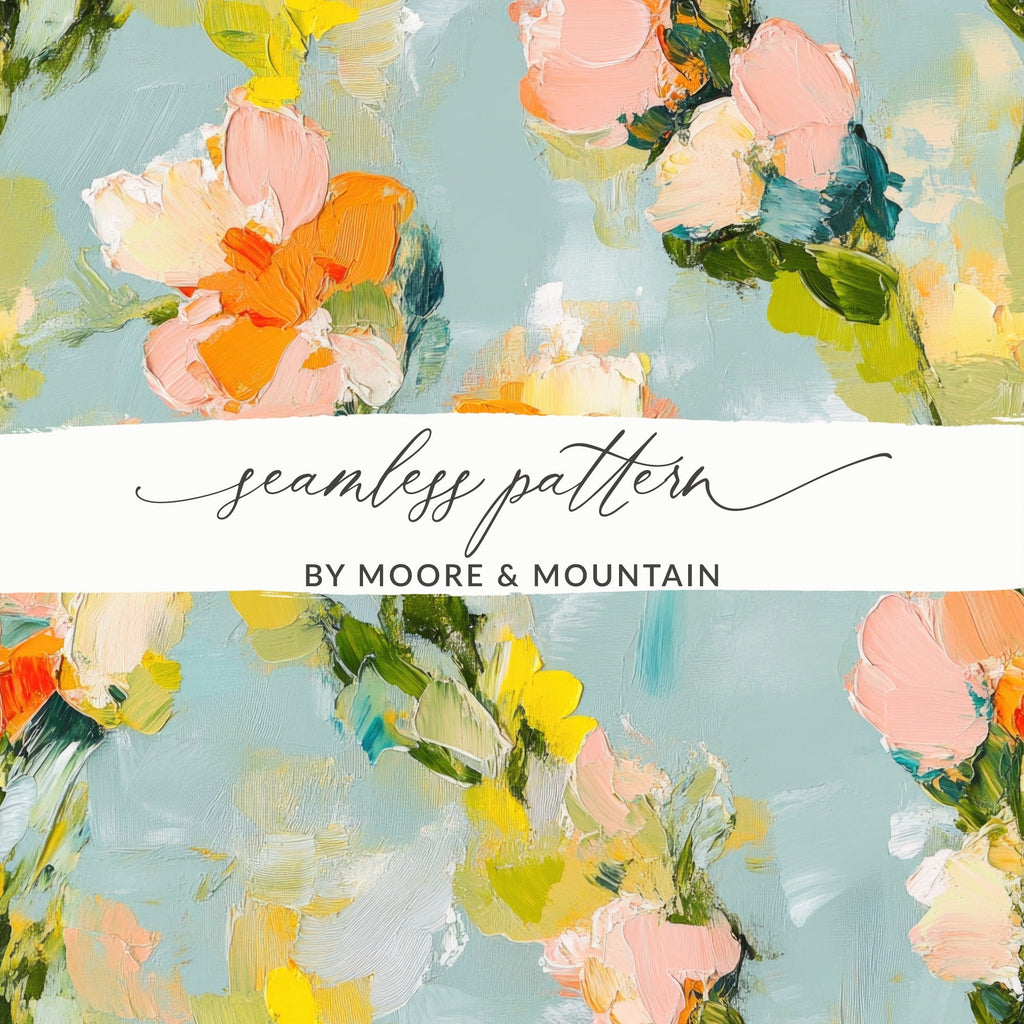 Seamless Acrylic Floral Impressionistic Painting Digital - Moore and Mountain