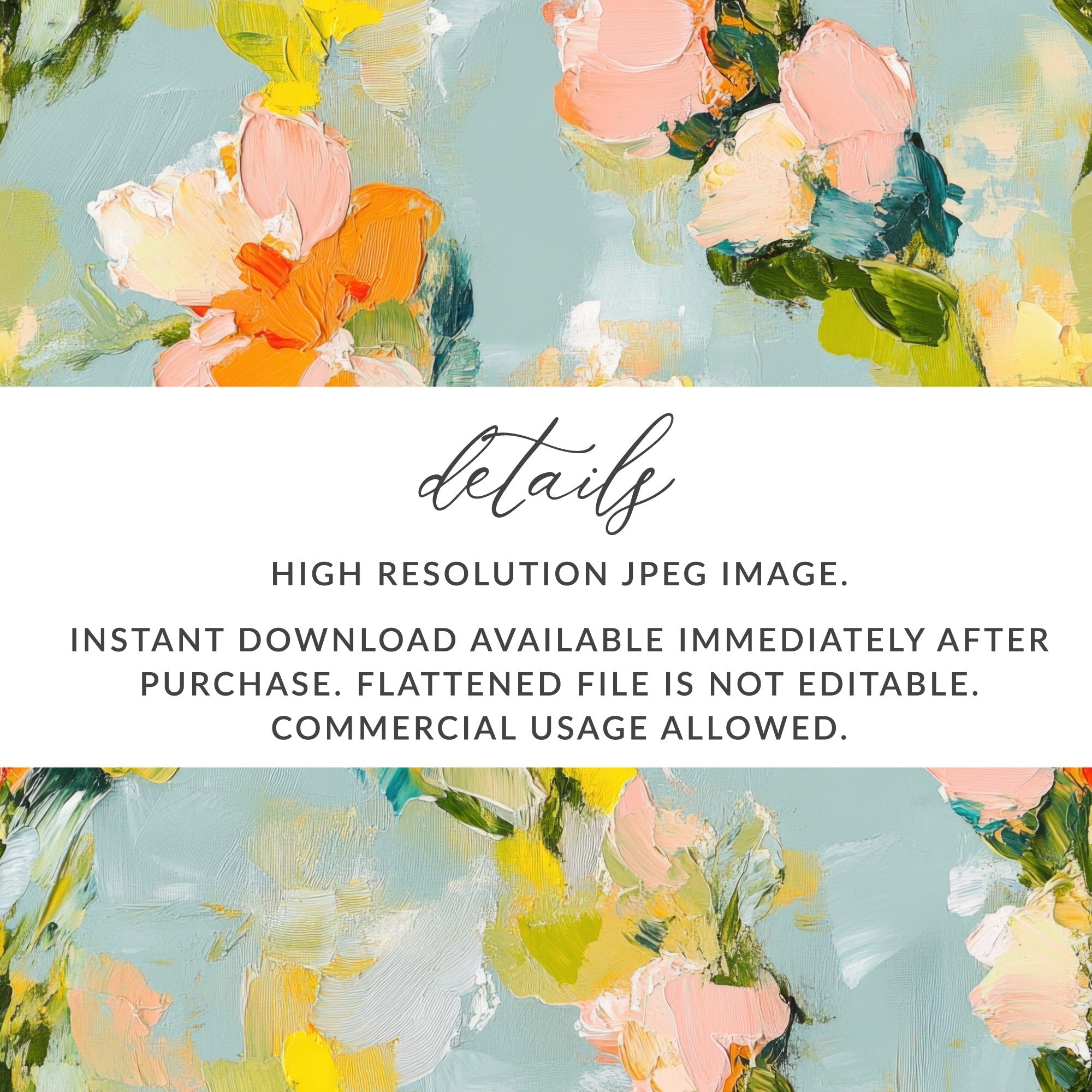 Seamless Acrylic Floral Impressionistic Painting Digital - Moore and Mountain