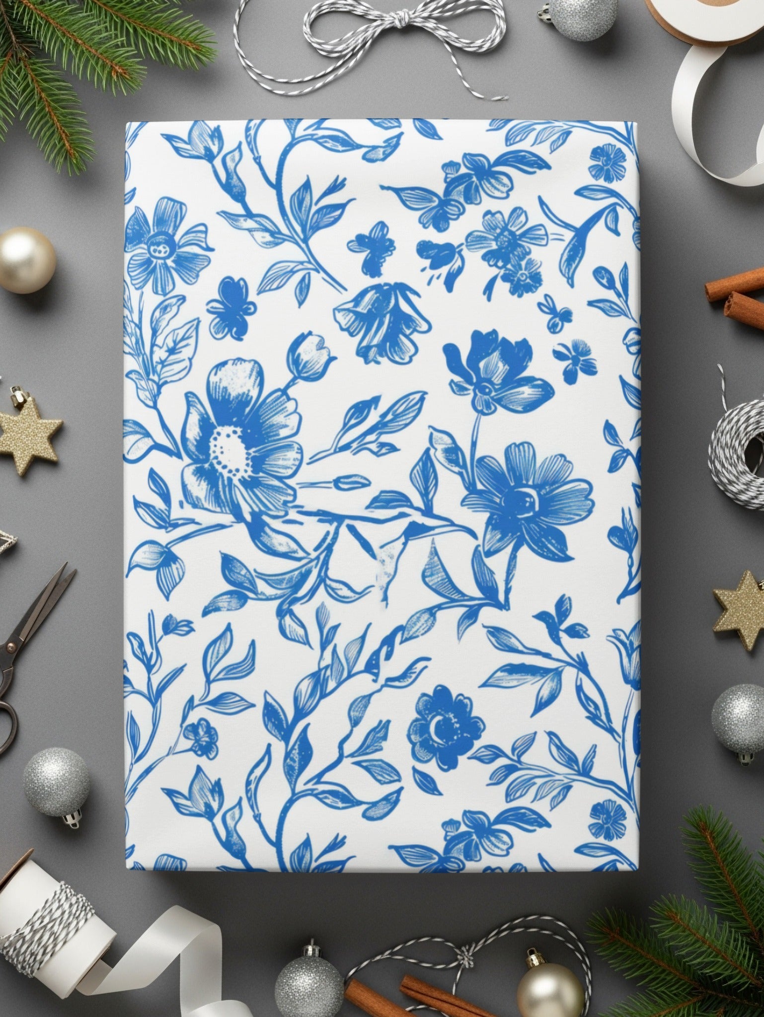 Seamless Chinoiserie Blue Botanical Floral Pattern Modern Seamless Toile Blue and White - Moore and Mountain