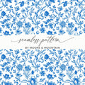 Seamless Chinoiserie Blue Botanical Floral Pattern Modern Seamless Toile Blue and White - Moore and Mountain