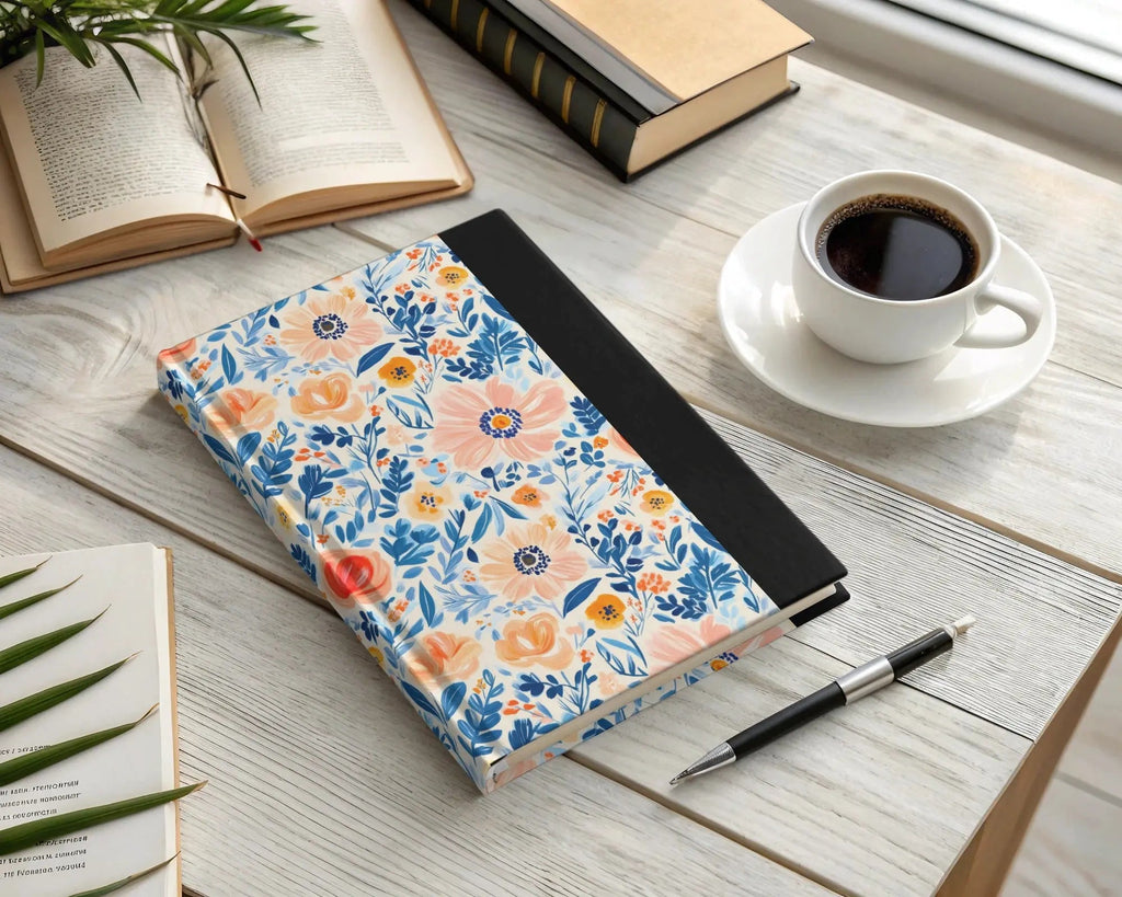 Seamless Ditsy Floral Pattern Digital Paper, Peach, Blue, Botanical, Commercial Use, Print on Demand, 12x12 Inch JPEG - Moore and Mountain