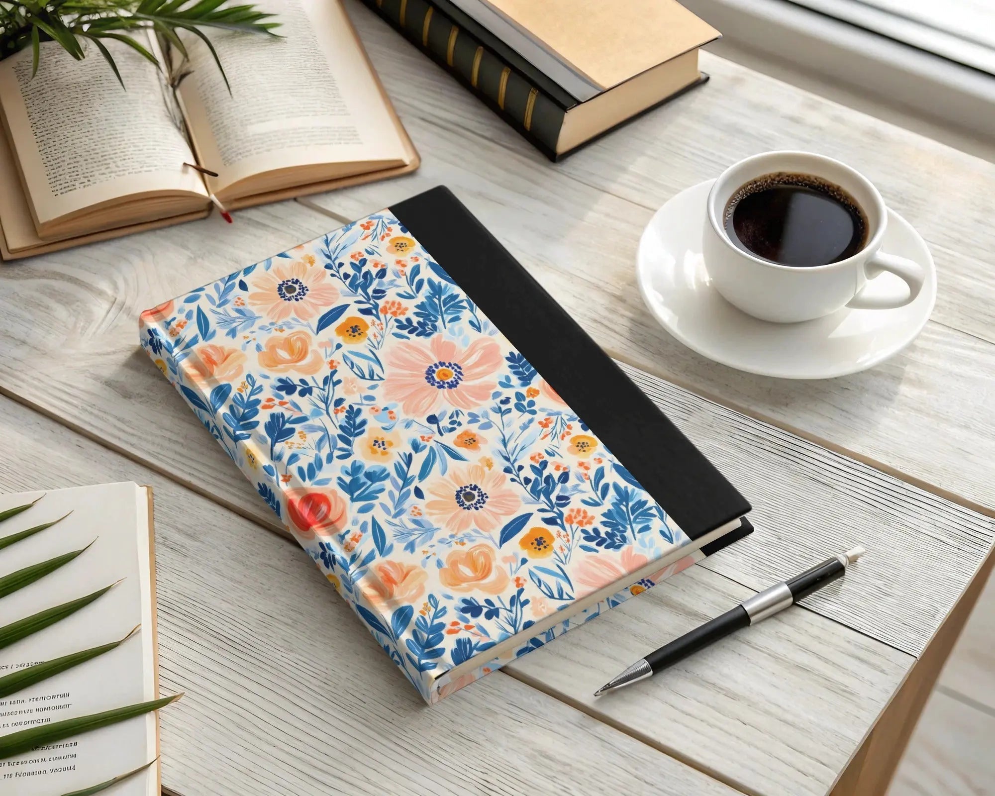 Seamless Ditsy Floral Pattern Digital Paper, Peach, Blue, Botanical, Commercial Use, Print on Demand, 12x12 Inch JPEG - Moore and Mountain