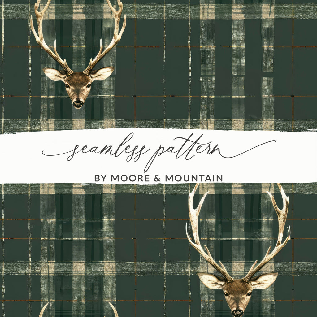 Seamless Hunting Pattern Dark Green Mens Winter Seamless Pattern - Moore and Mountain