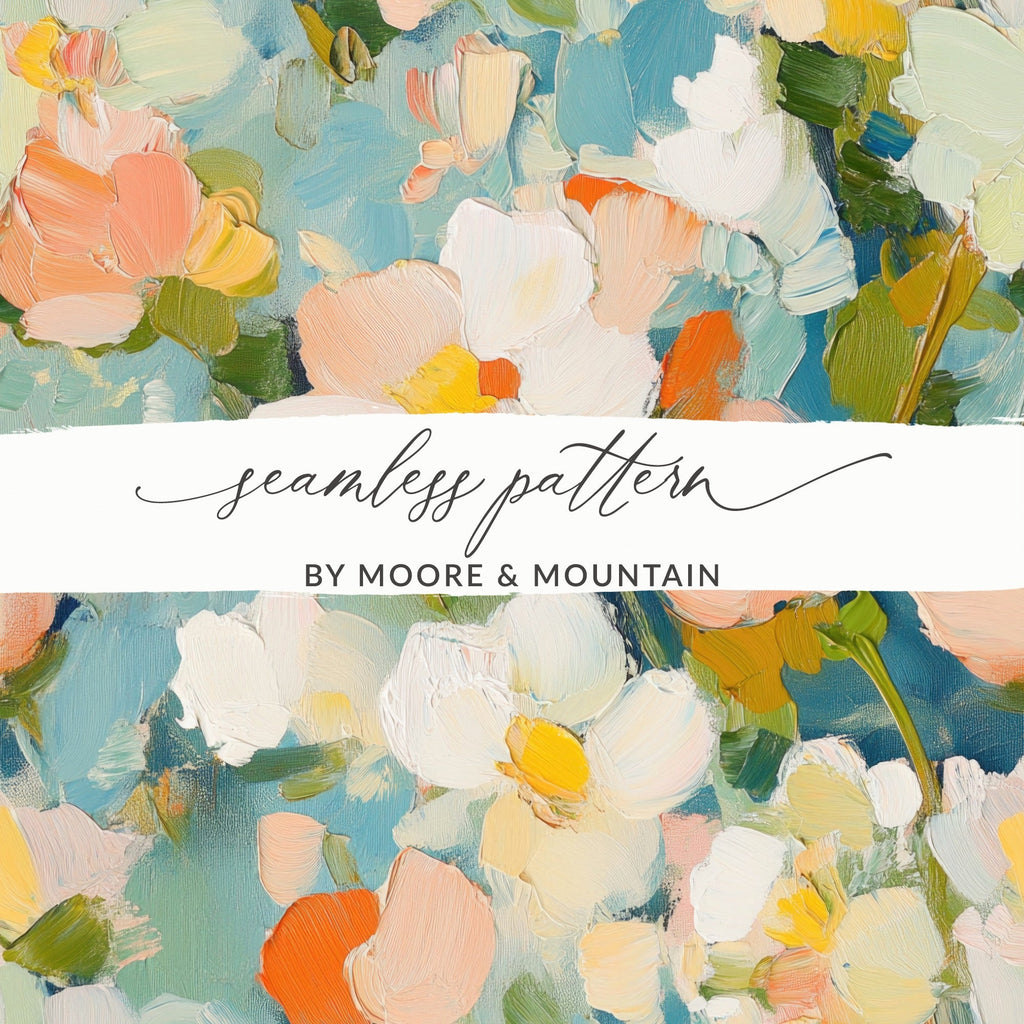 Seamless Impressionistic Blooming Floral Fine Art Pattern - Moore and Mountain
